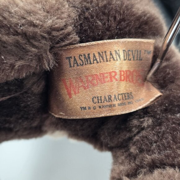 Vintage Warner Bros Tasmanian Devil Plush Biker Jacket Bandana 1980s Mighty Star - Picture 6 of 7